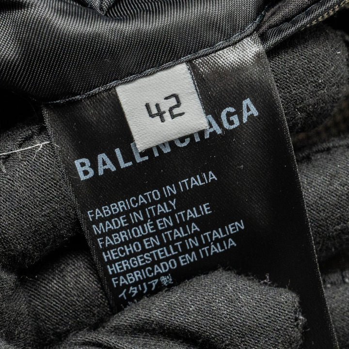 Top Quality Balenciaga Size 42 Checked Single-Breasted Blazer Wool Dark Grey