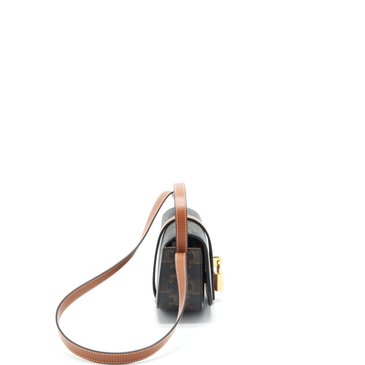 Celine Clutch On Strap In Triumphed Canvas/Calfskin Tan