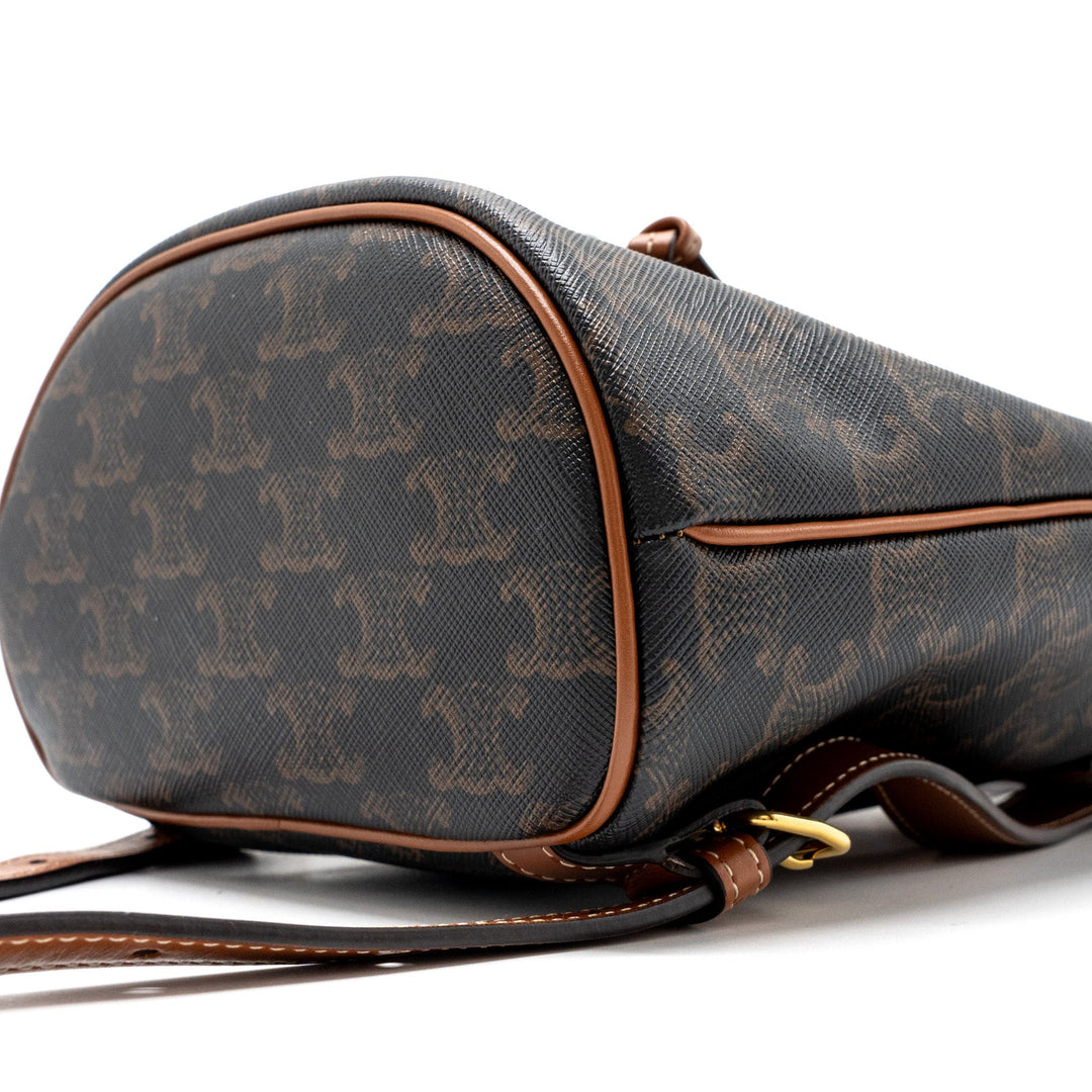 Celine Mini Backpack Folco Triomphe Canvas Calfskin TAN