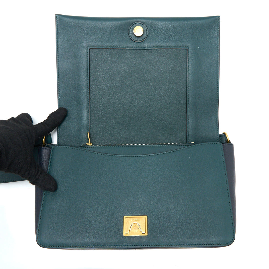 Celine Frame Bag Calfskin Navy/Dark Green