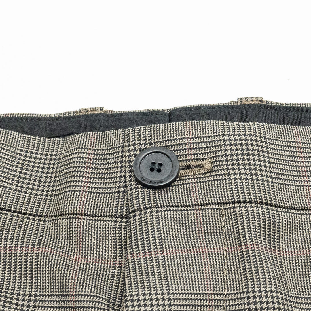 Top Quality Balenciaga Size 44 Checked Single-Breasted Trousers Wool Dark Grey