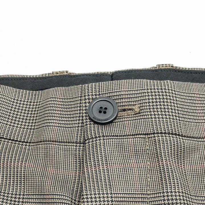 Top Quality Balenciaga Size 44 Checked Single-Breasted Trousers Wool Dark Grey