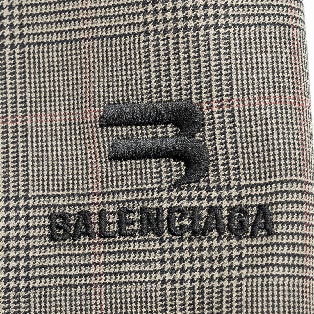 Top Quality Balenciaga Size 44 Checked Single-Breasted Trousers Wool Dark Grey