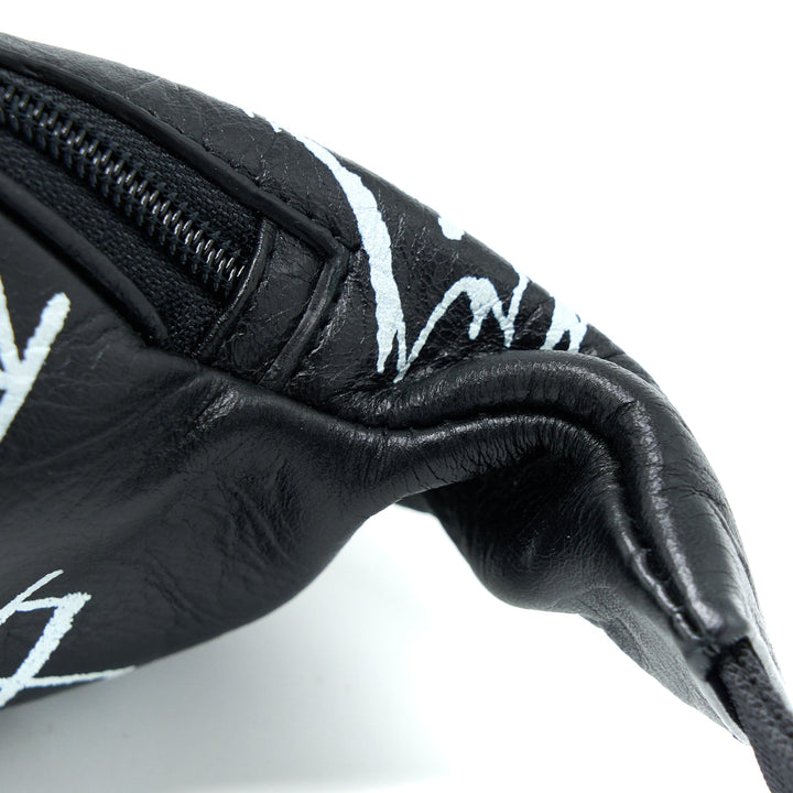 Top Quality Balenciaga Graffiti Waist Bag Leather Black Ruthenium Hardware