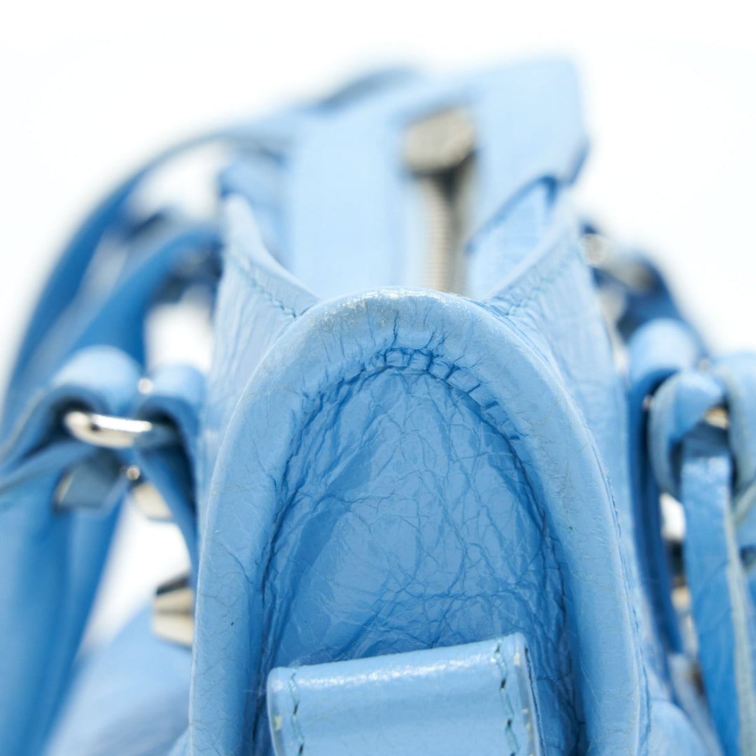 Top Quality Balenciaga Mini City Bag Light Blue SHW