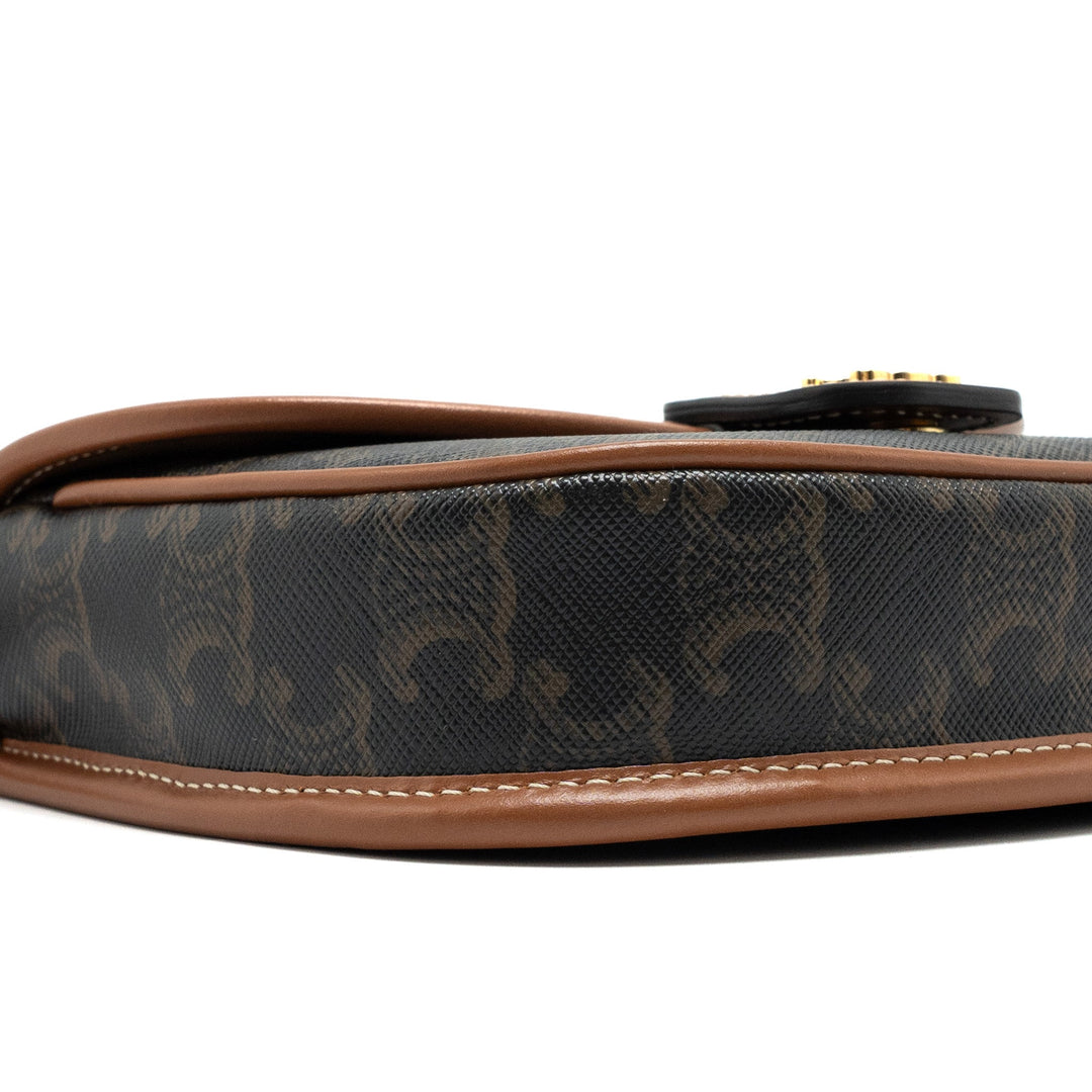 Celine Mini Besace in Triomphe Canvas/Calfskin Tan