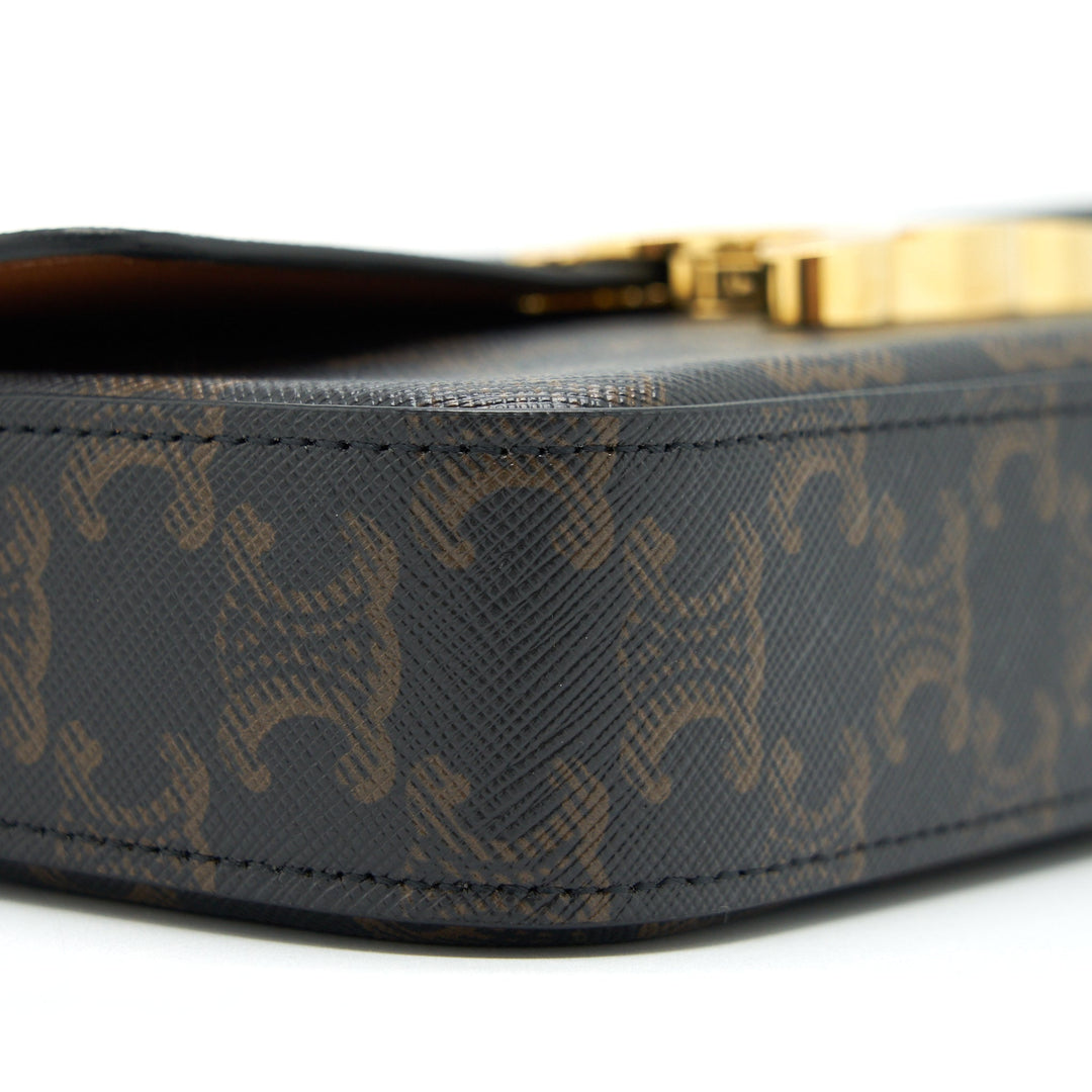 Top Quality Celine Triomphe Shoulder Bag Triomphe Canvas/Calfskin Tan