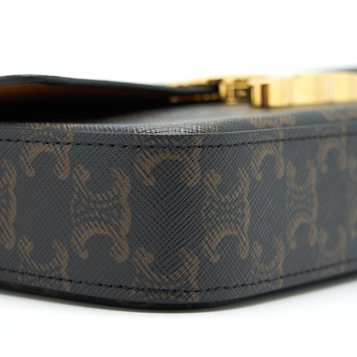 Top Quality Celine Triomphe Shoulder Bag Triomphe Canvas/Calfskin Tan