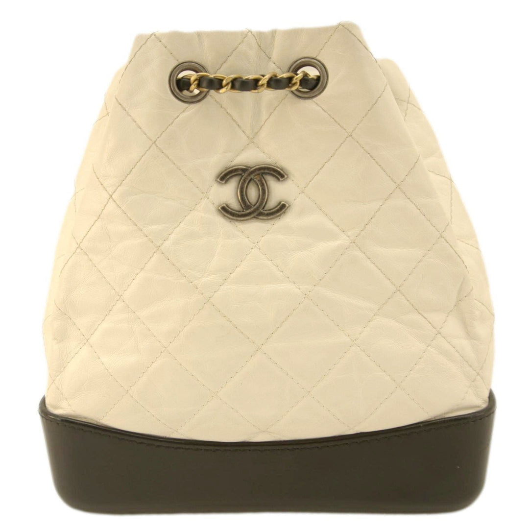 Top Quality Chanel Gabrielle Small Quilted Aged Calfskin Leather Backpack Bag White
