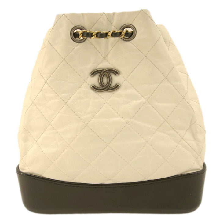 Top Quality Chanel Gabrielle Small Quilted Aged Calfskin Leather Backpack Bag White
