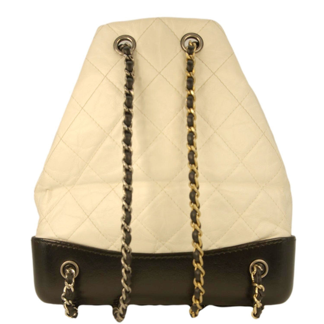 Top Quality Chanel Gabrielle Small Quilted Aged Calfskin Leather Backpack Bag White