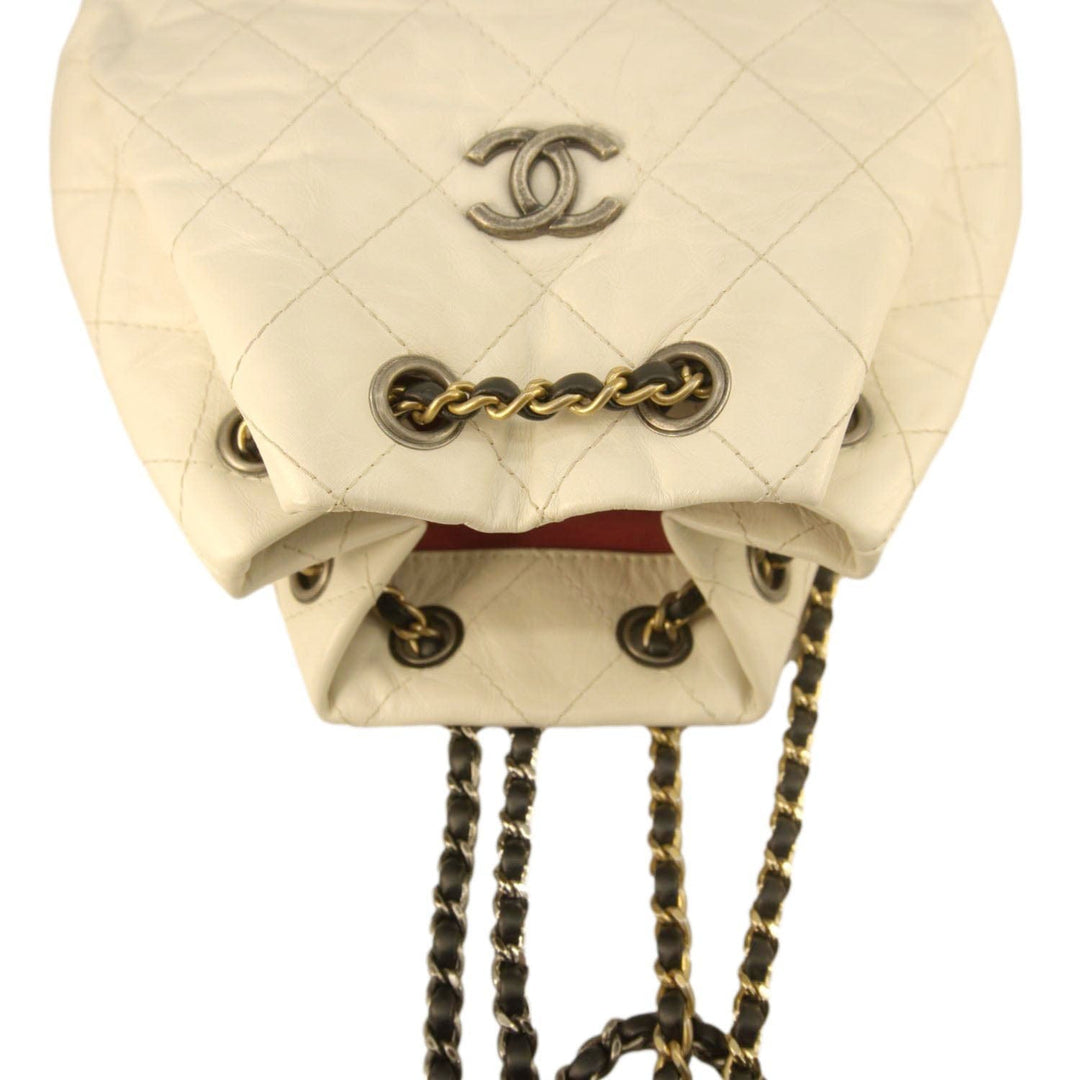 Top Quality Chanel Gabrielle Small Quilted Aged Calfskin Leather Backpack Bag White