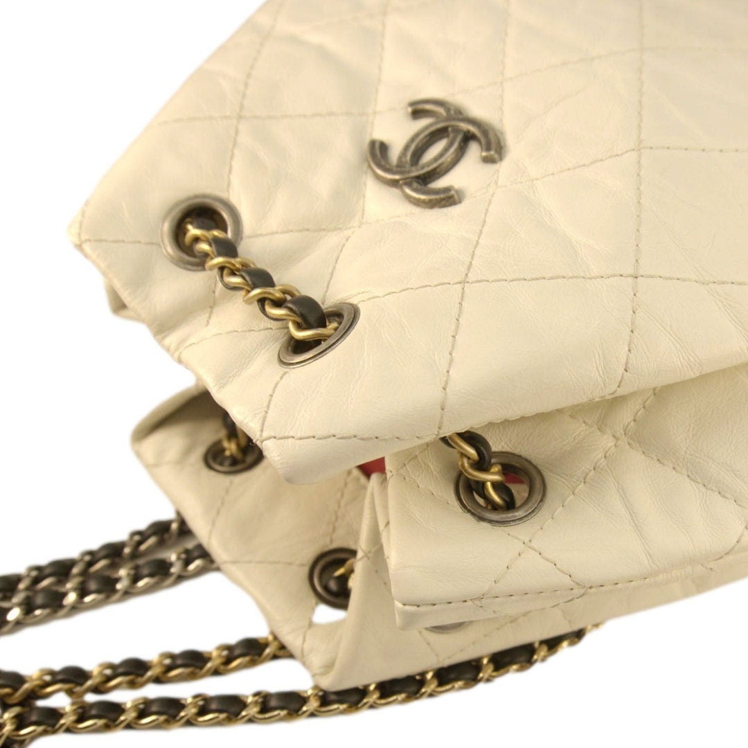 Top Quality Chanel Gabrielle Small Quilted Aged Calfskin Leather Backpack Bag White