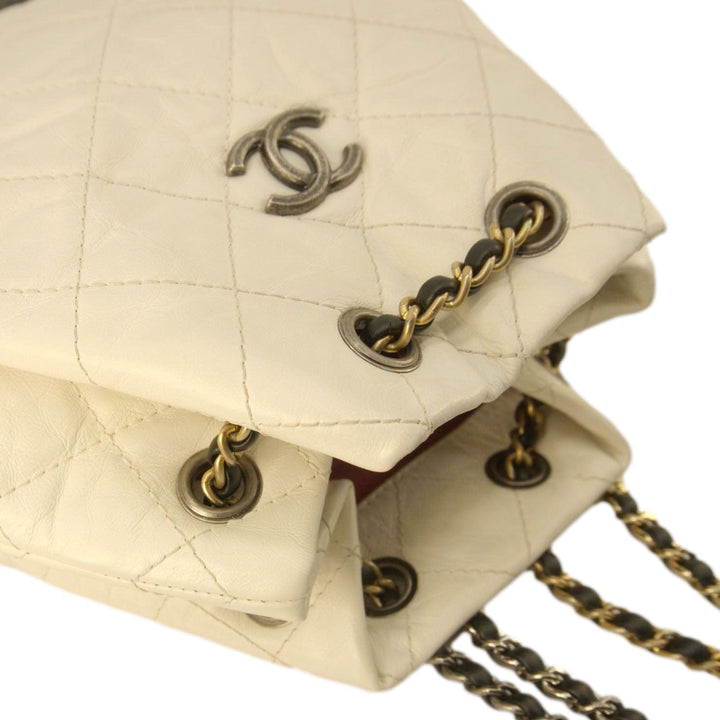 Top Quality Chanel Gabrielle Small Quilted Aged Calfskin Leather Backpack Bag White