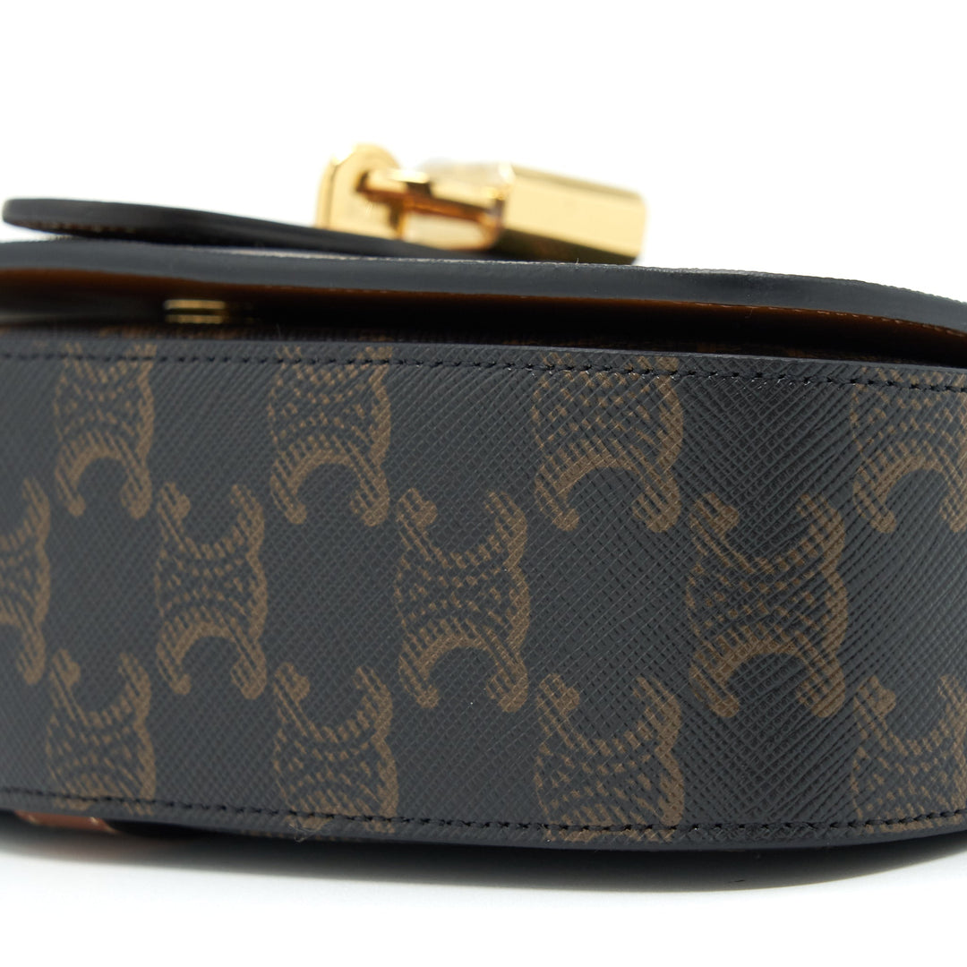 Celine Clutch On Strap In Triumphed Canvas/Calfskin Tan