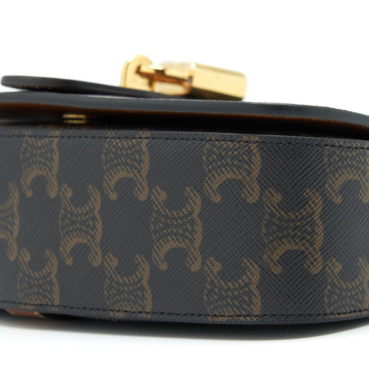 Celine Clutch On Strap In Triumphed Canvas/Calfskin Tan