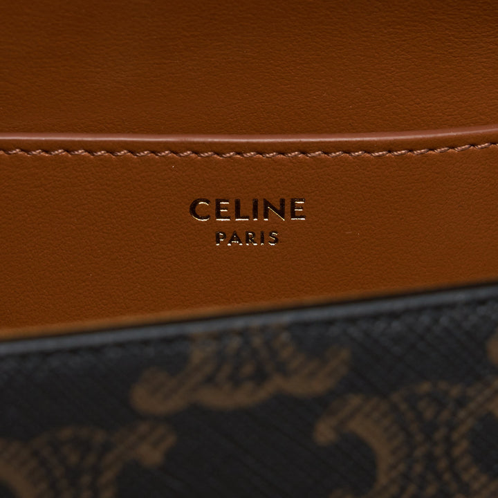 Celine Clutch On Strap In Triumphed Canvas/Calfskin Tan