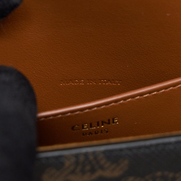 Celine Clutch On Strap In Triumphed Canvas/Calfskin Tan