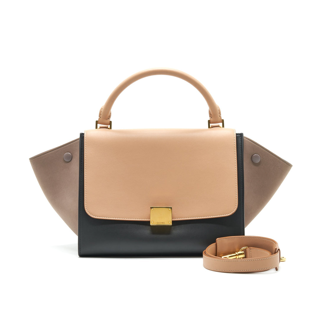 Top Quality Celine SMALL TRAPEZE BAG MULTI COLOuR BEIGE/ BLACK/ PINK BEIGE
