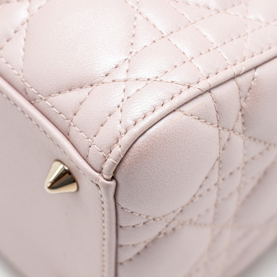 Top quality Dior Medium Lady Top quality Dior Lambskin Iridescent Pink