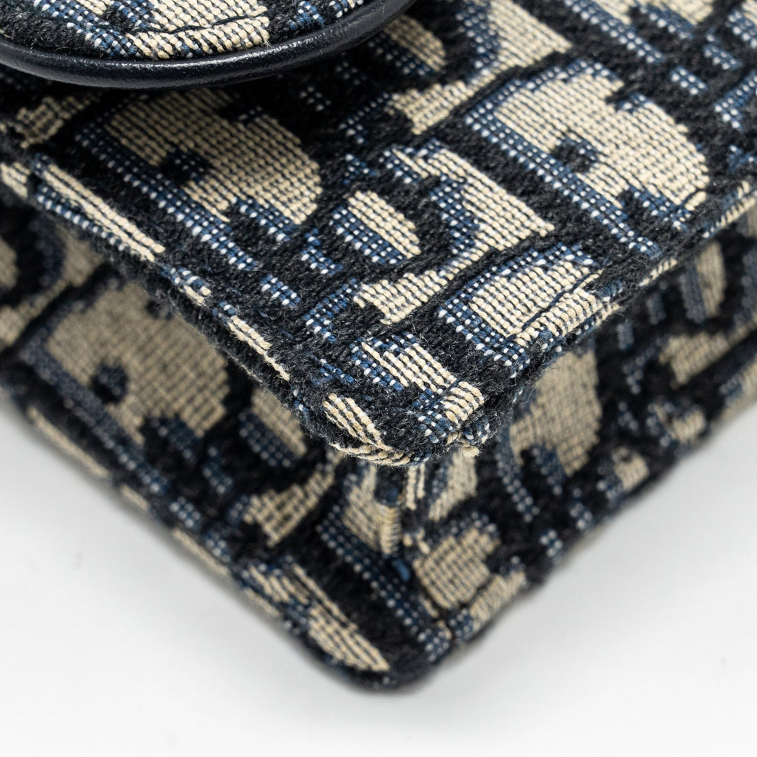 Top quality Dior Saddle Belt Bag/Pouch Blue Oblique Jacquard Canvas