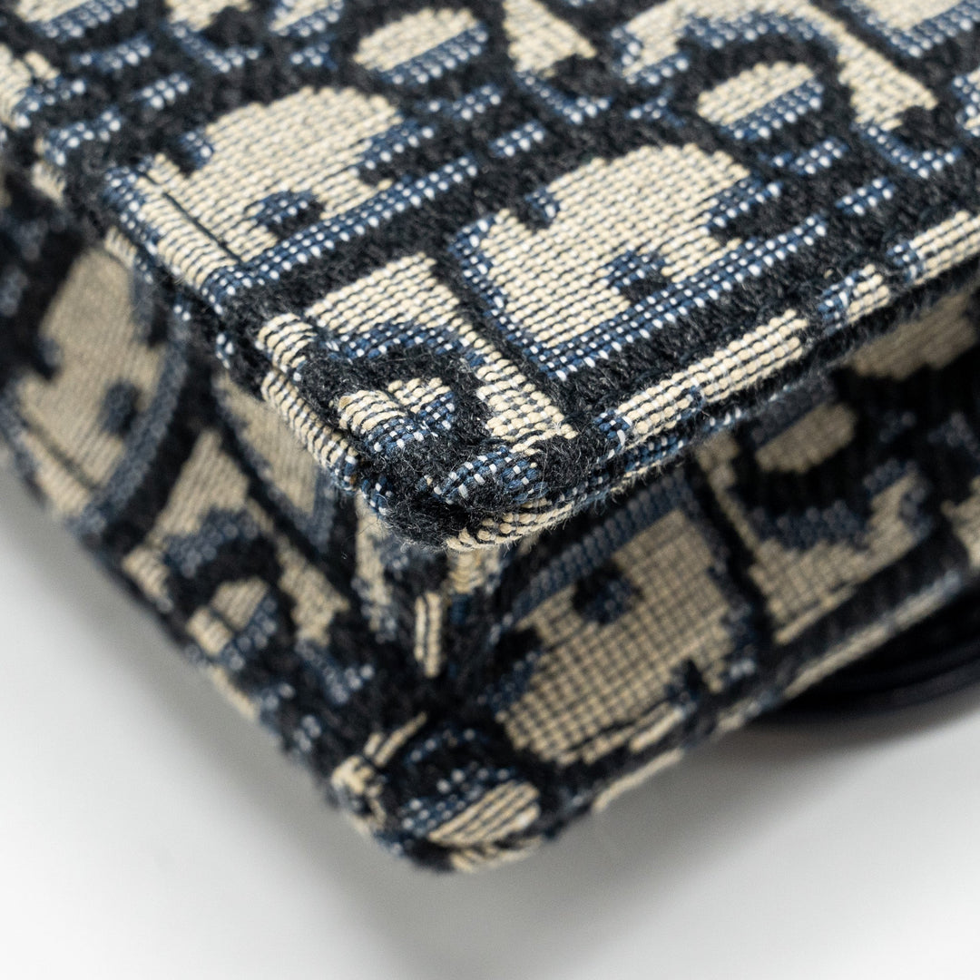 Top quality Dior Saddle Belt Bag/Pouch Blue Oblique Jacquard Canvas