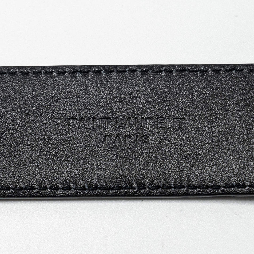 Saint Laurent/YSL Size 80 Cassandre Belt Square Buckle Calfskin Black SHW