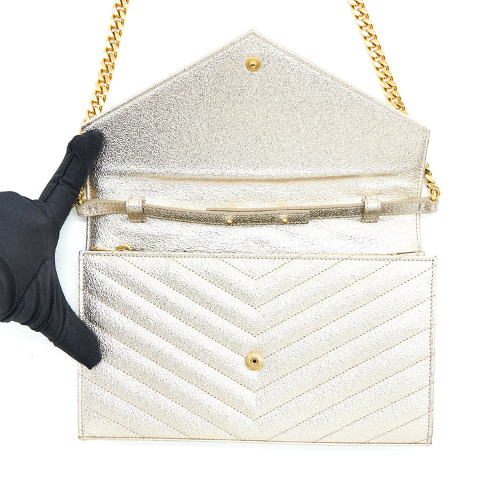 Saint Laurent/YSL Envelop Chain Wallet Calfskin Gold GHW