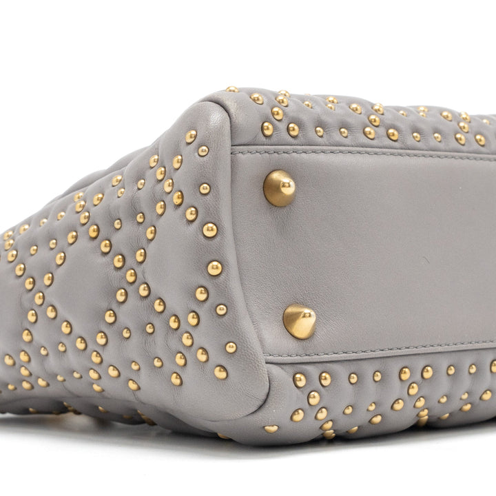 Top quality Dior Small Supple Lady Top quality Dior Studded Calfskin Grey