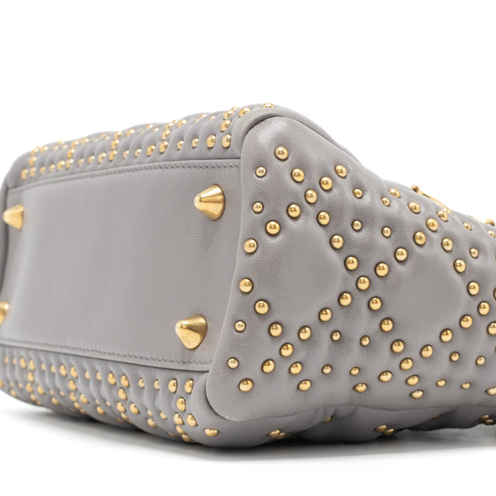 Top quality Dior Small Supple Lady Top quality Dior Studded Calfskin Grey