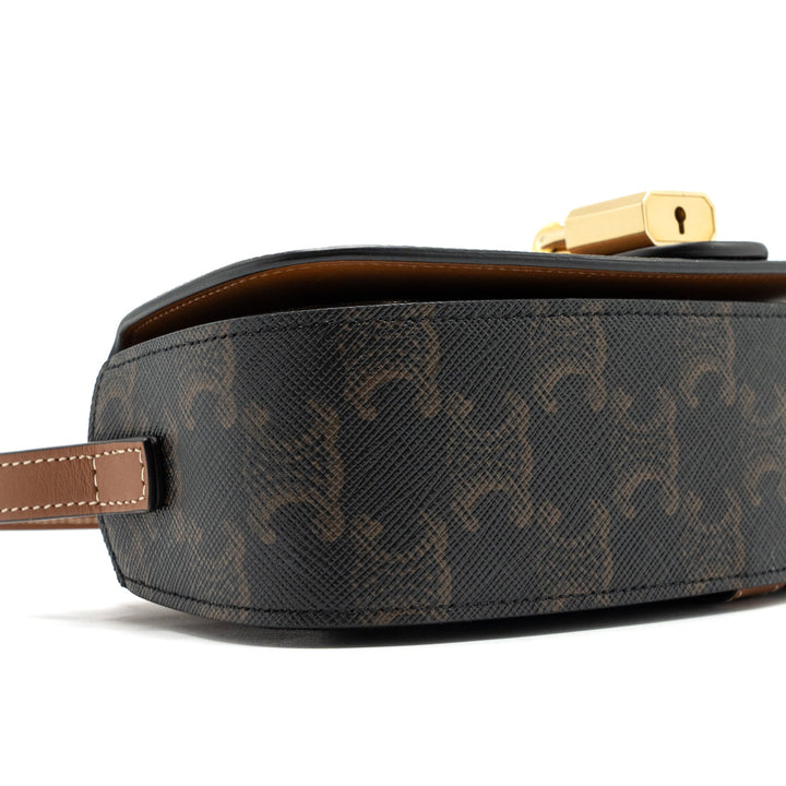 Celine Clutch On Strap Tabou Triomphe Canvas/ Calfskin Tan
