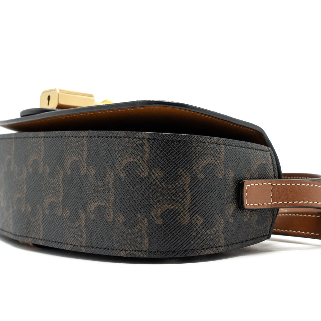 Celine Clutch On Strap Tabou Triomphe Canvas/ Calfskin Tan