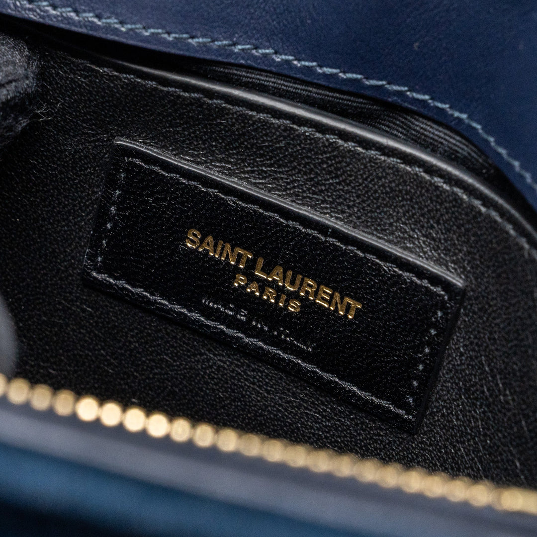 Saint Laurent /YSL Medium Lou Lou In Velvet Blue GHW