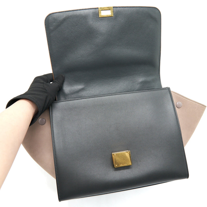Top Quality Celine SMALL TRAPEZE BAG MULTI COLOuR BEIGE/ BLACK/ PINK BEIGE
