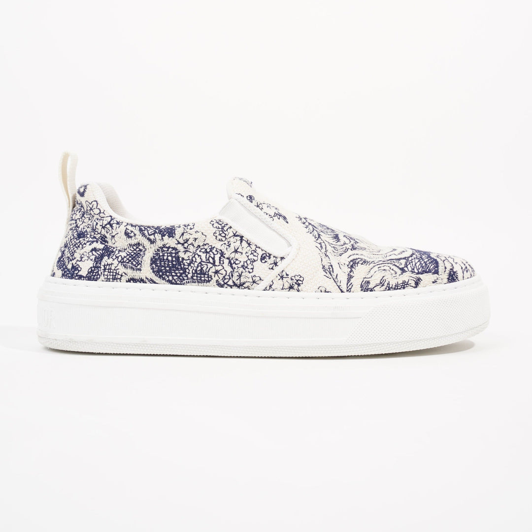 Christian Dior Womens Toile De Jouye Slip On Sneaker Off White Blue EU 39.5 / UK 6.5