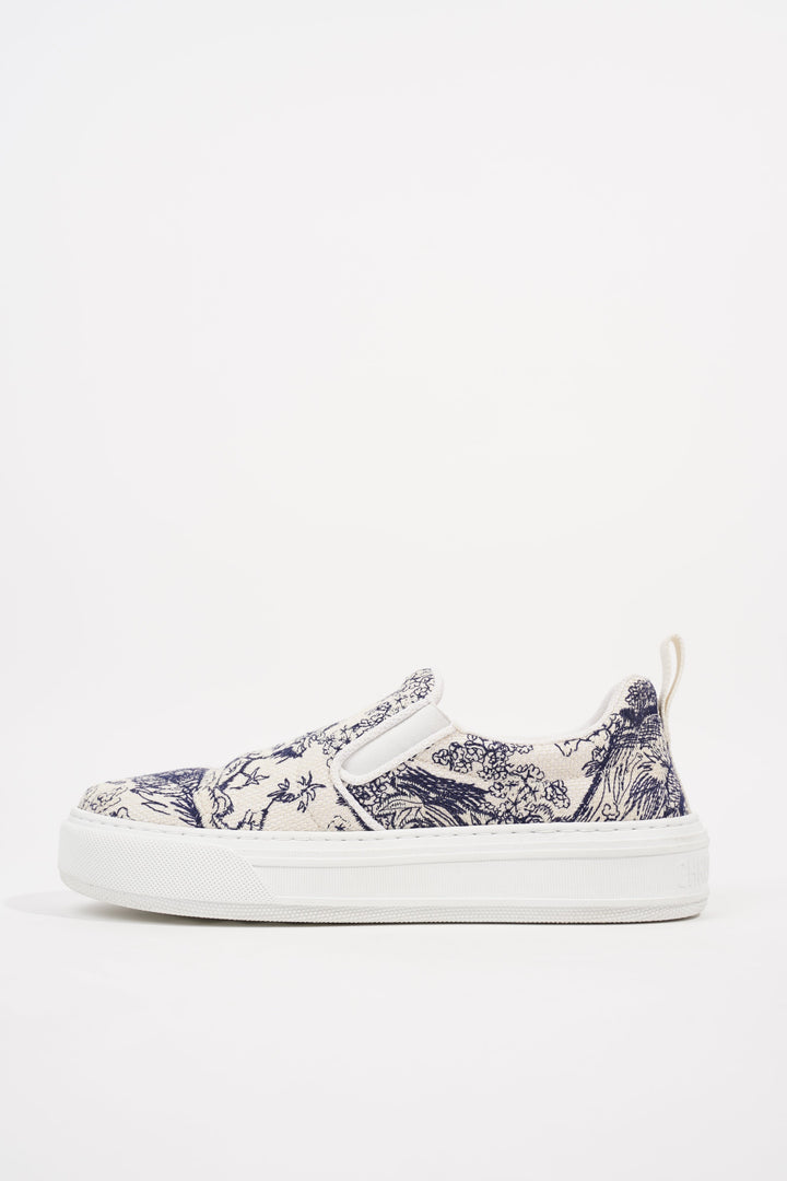 Christian Dior Womens Toile De Jouye Slip On Sneaker Off White Blue EU 39.5 / UK 6.5