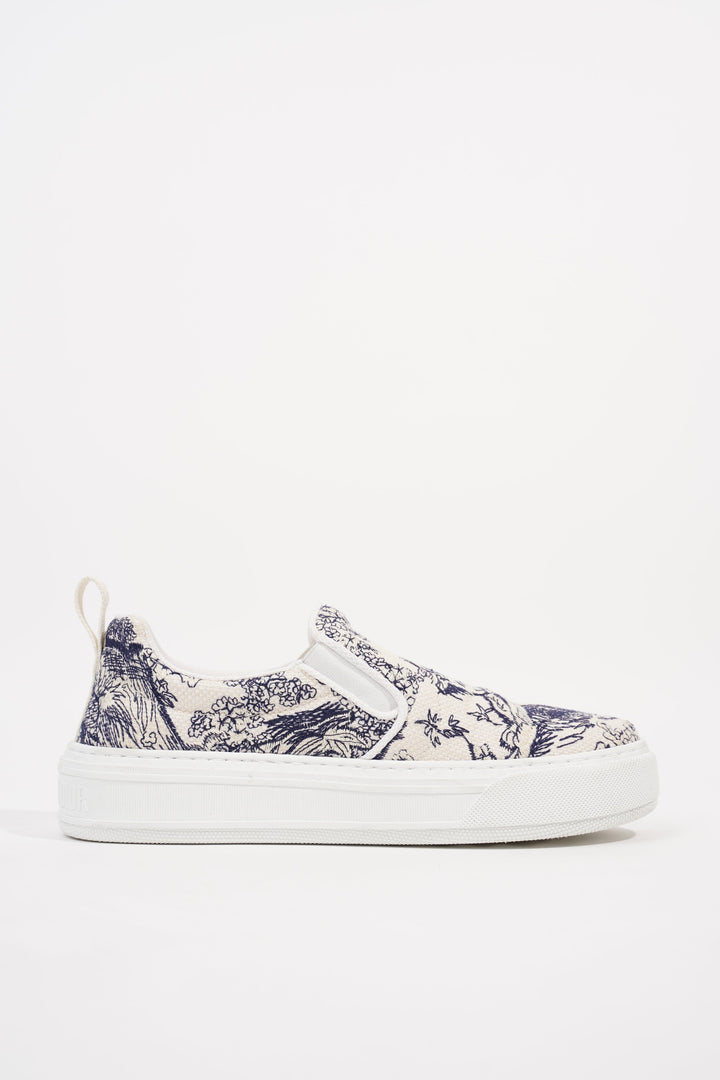Christian Dior Womens Toile De Jouye Slip On Sneaker Off White Blue EU 39.5 / UK 6.5