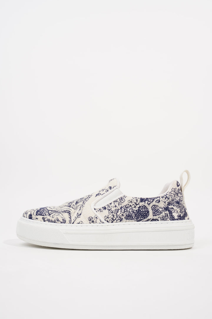 Christian Dior Womens Toile De Jouye Slip On Sneaker Off White Blue EU 39.5 / UK 6.5