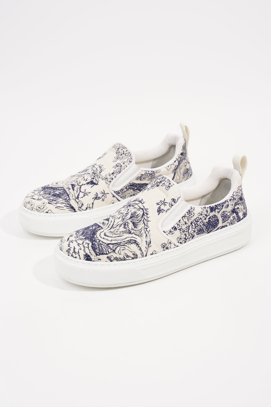 Christian Dior Womens Toile De Jouye Slip On Sneaker Off White Blue EU 39.5 / UK 6.5