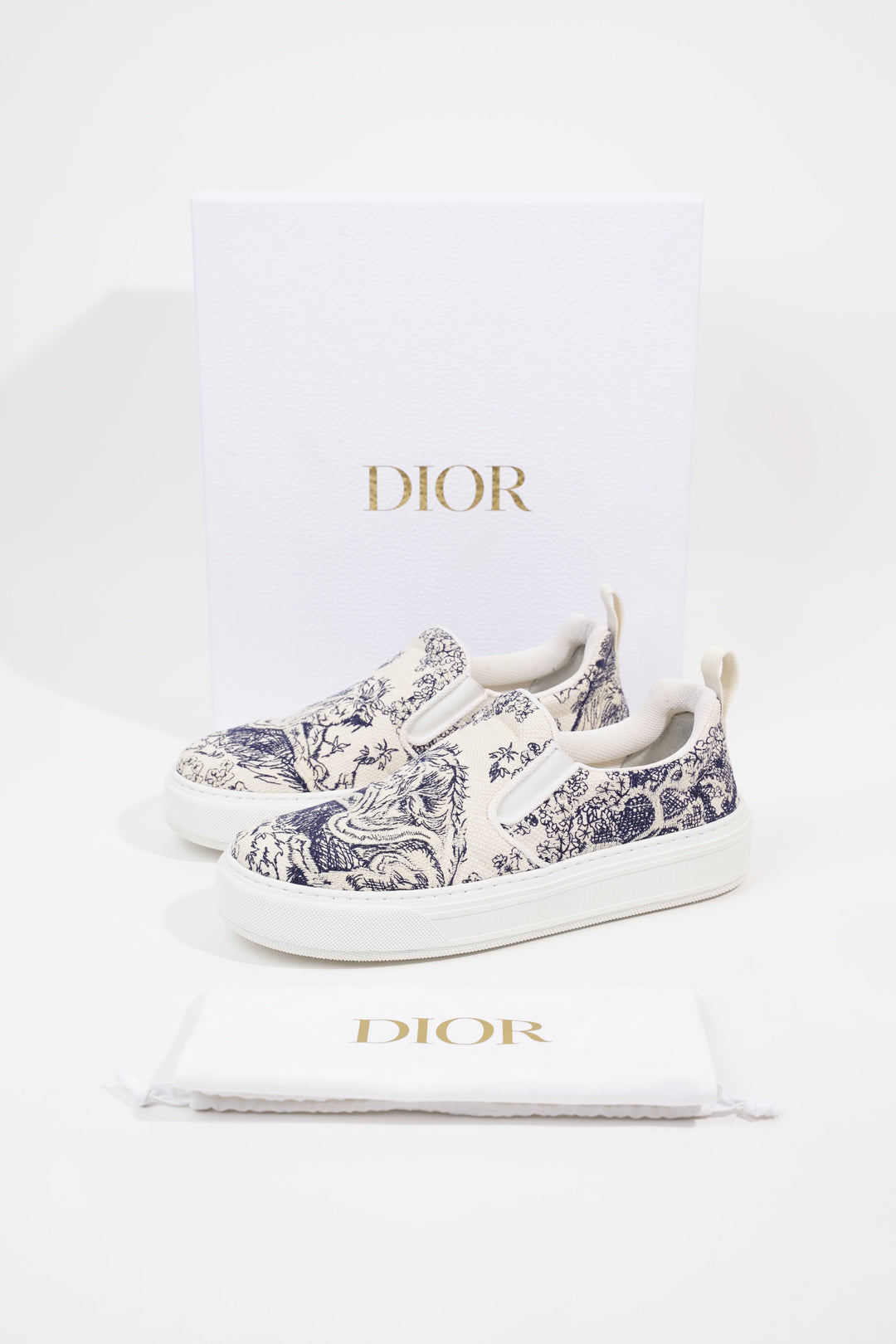 Christian Dior Womens Toile De Jouye Slip On Sneaker Off White Blue EU 39.5 / UK 6.5
