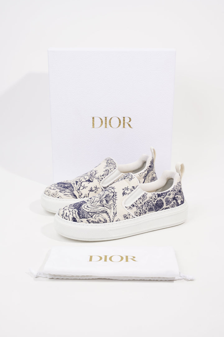 Christian Dior Womens Toile De Jouye Slip On Sneaker Off White Blue EU 39.5 / UK 6.5