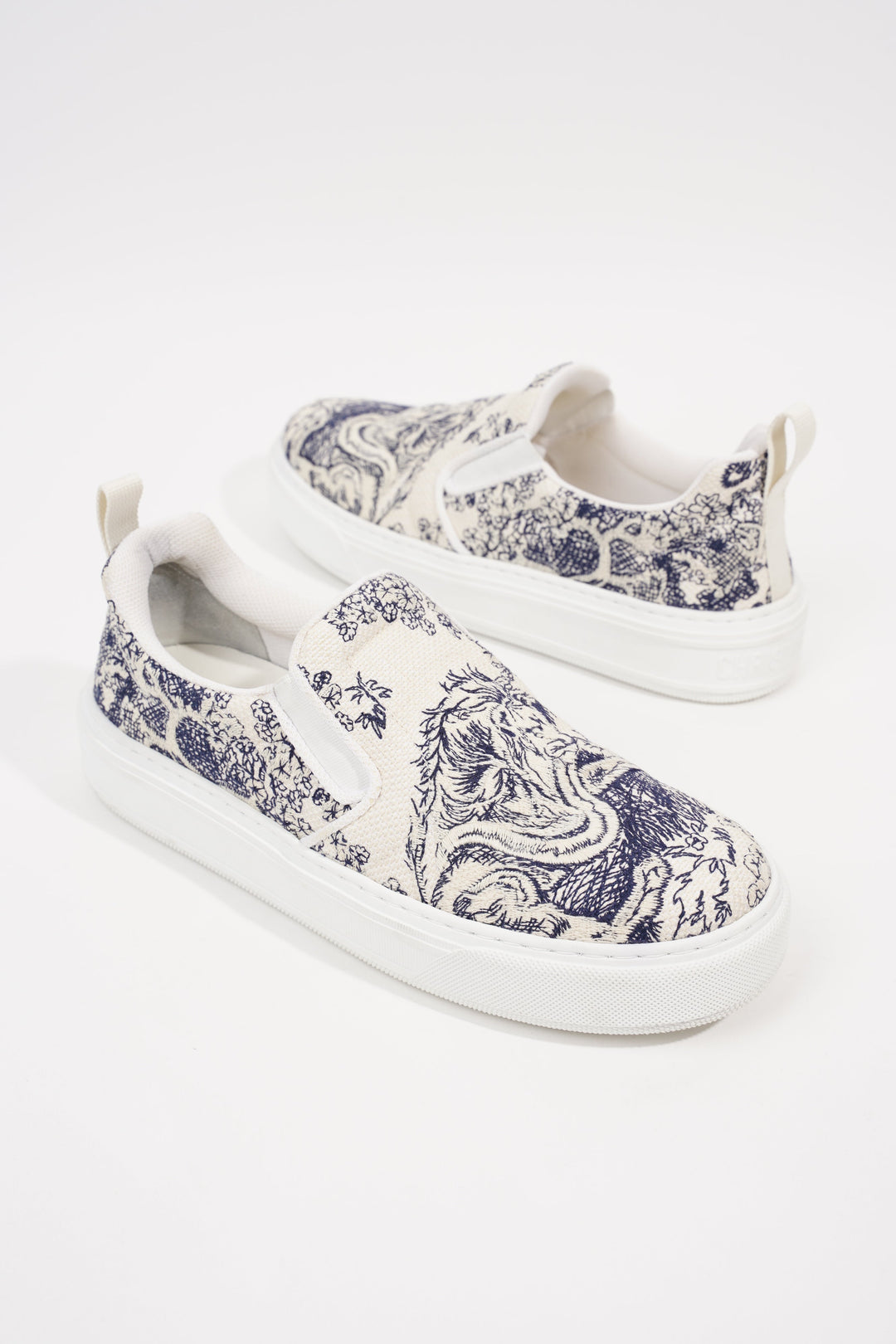 Christian Dior Womens Toile De Jouye Slip On Sneaker Off White Blue EU 39.5 / UK 6.5
