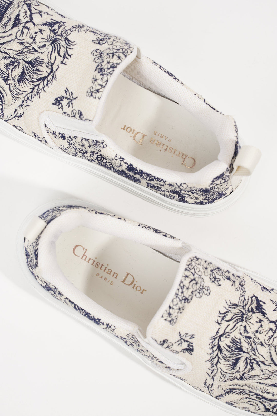 Christian Dior Womens Toile De Jouye Slip On Sneaker Off White Blue EU 39.5 / UK 6.5