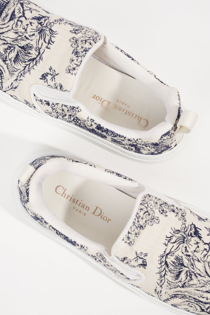 Christian Dior Womens Toile De Jouye Slip On Sneaker Off White Blue EU 39.5 / UK 6.5