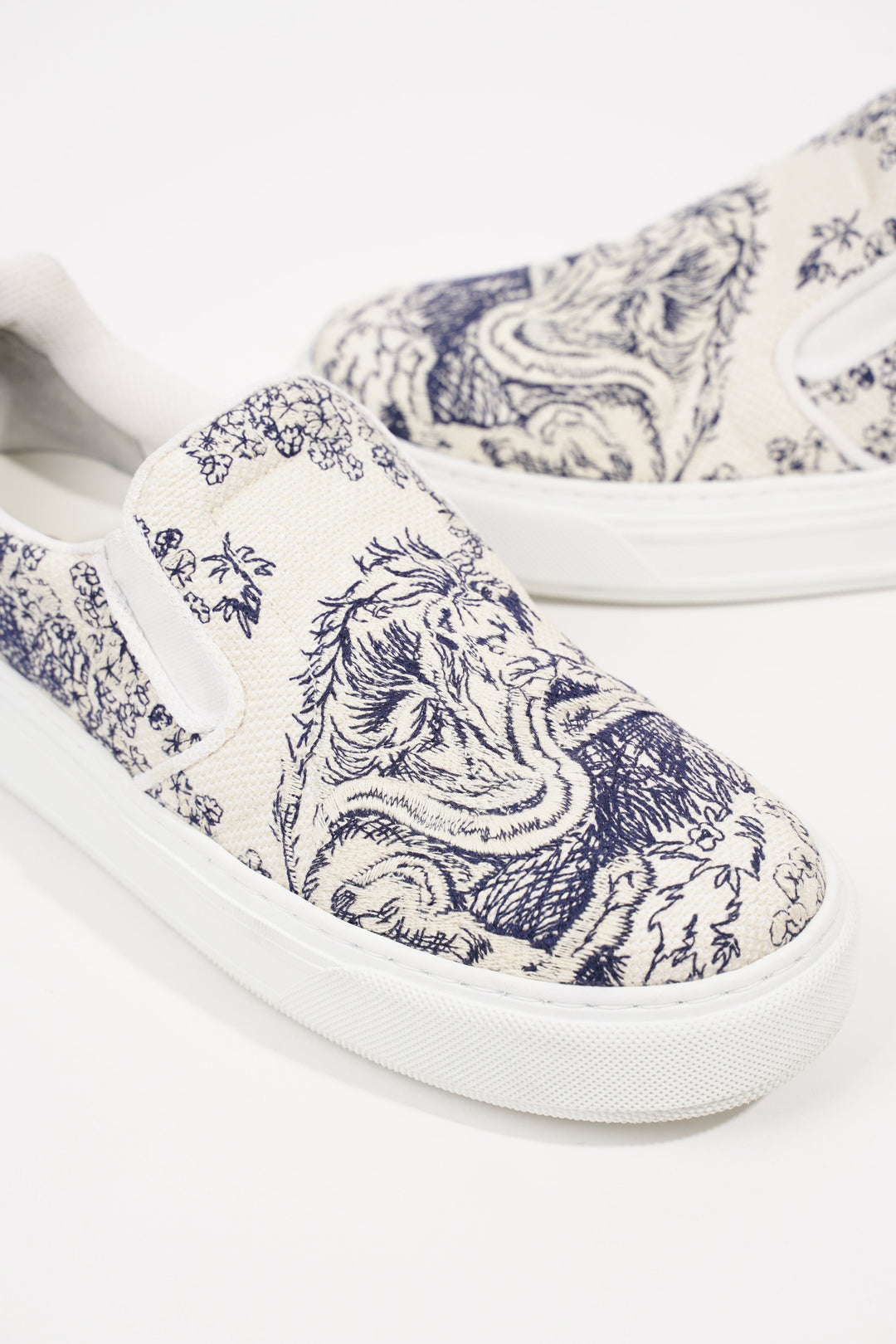 Christian Dior Womens Toile De Jouye Slip On Sneaker Off White Blue EU 39.5 / UK 6.5
