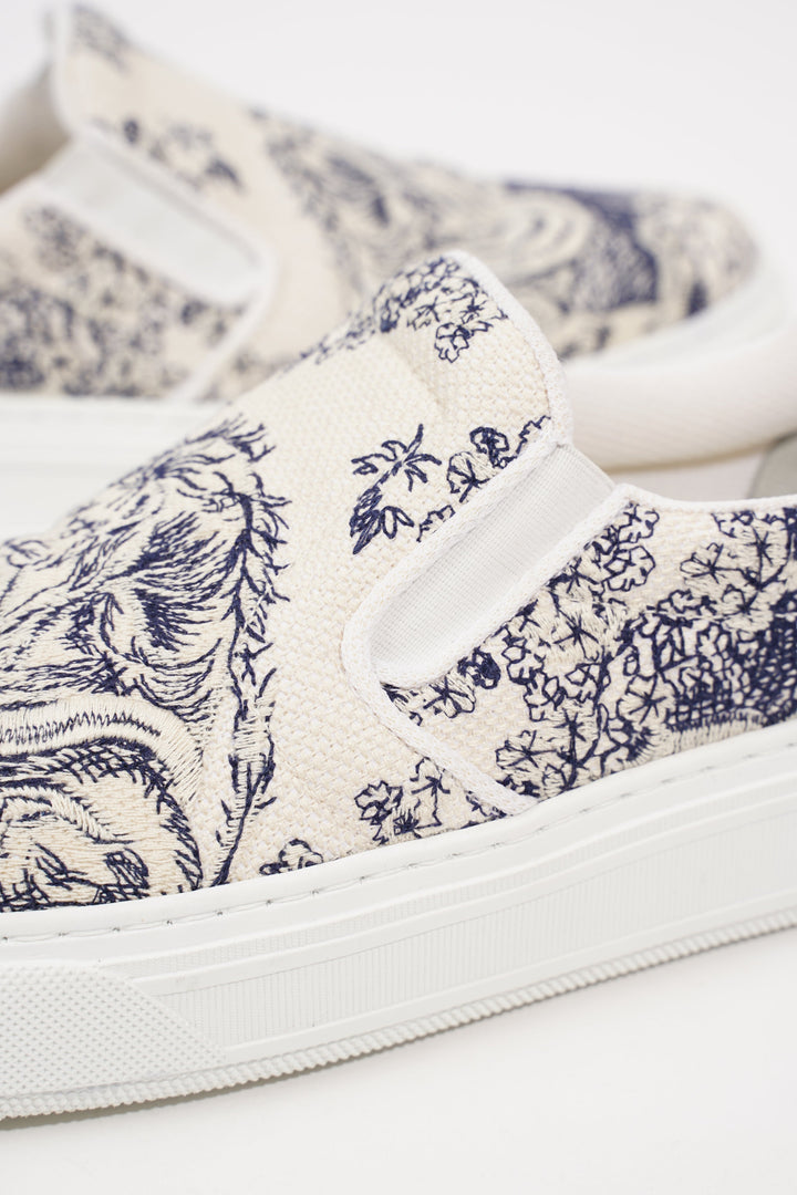 Christian Dior Womens Toile De Jouye Slip On Sneaker Off White Blue EU 39.5 / UK 6.5