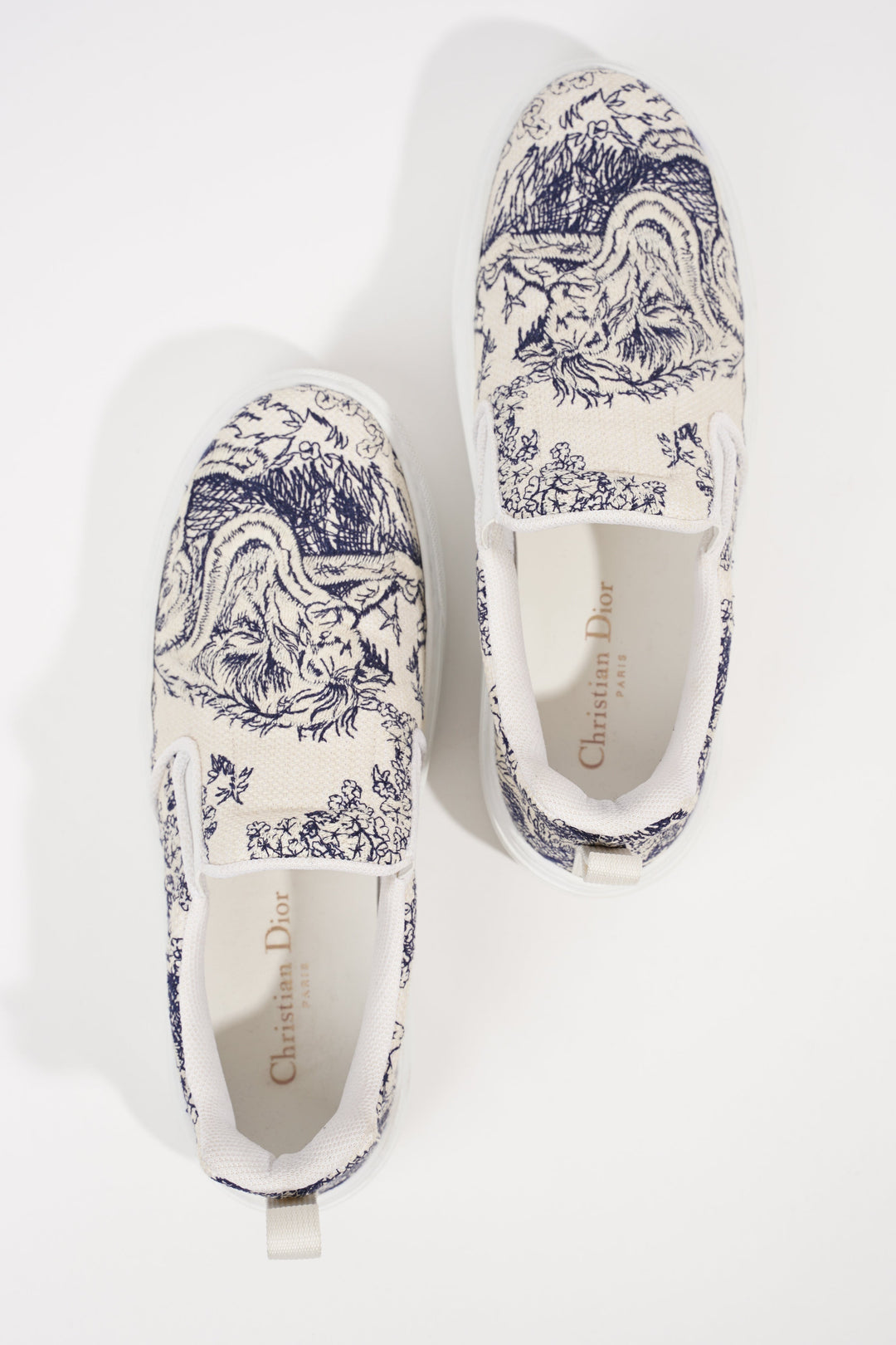 Christian Dior Womens Toile De Jouye Slip On Sneaker Off White Blue EU 39.5 / UK 6.5