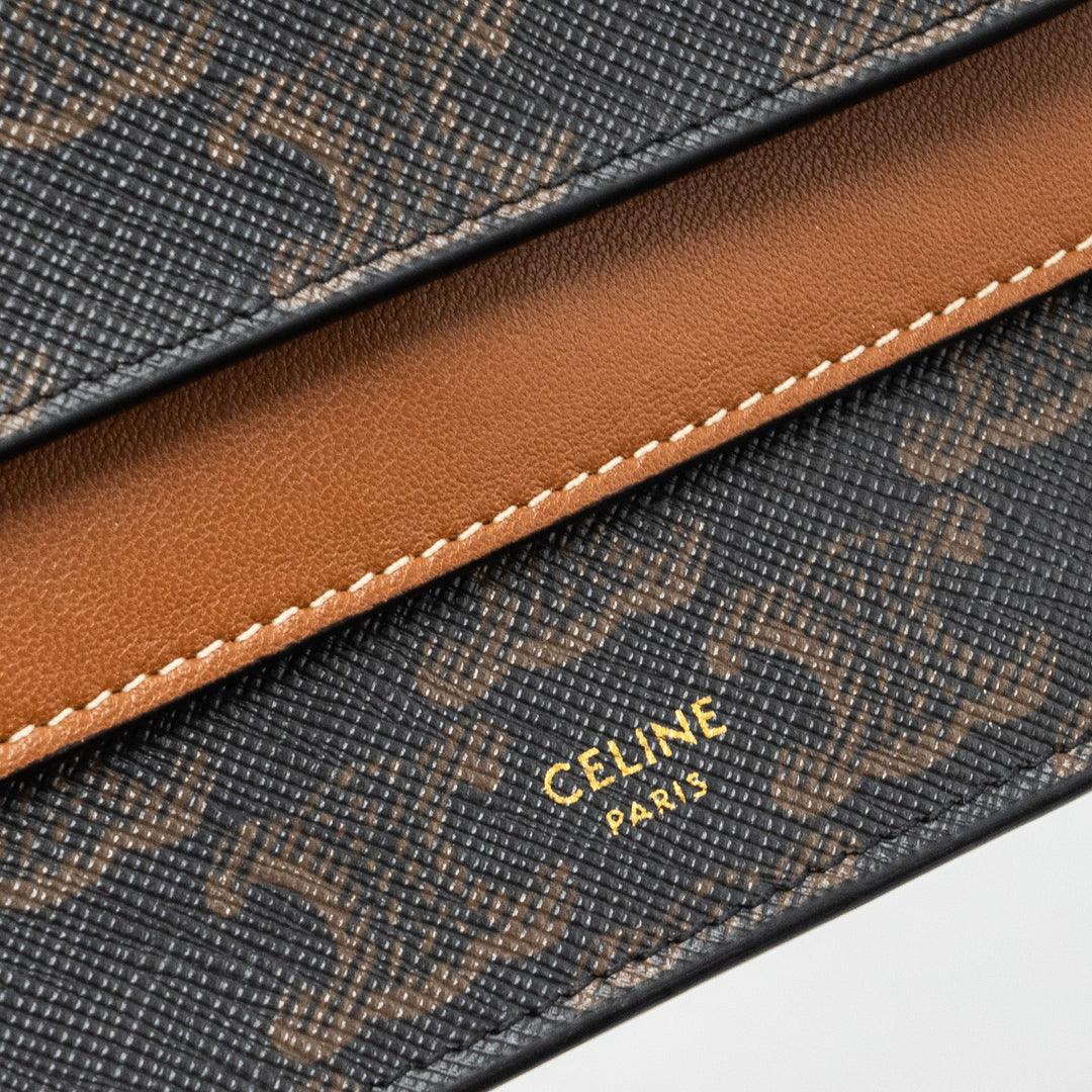 Top Quality Celine wallet on strap triomphe canvas / lambskin tan