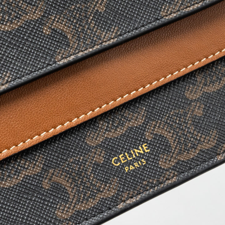 Top Quality Celine wallet on strap triomphe canvas / lambskin tan