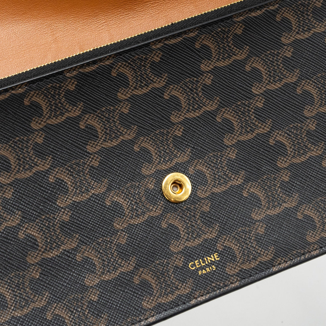 Top Quality Celine wallet on strap triomphe canvas / lambskin tan